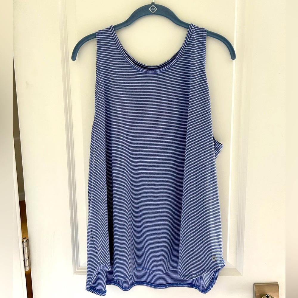 RBX / Reebok Blue & White Striped Long Tank Top – Size XL – Athleisure